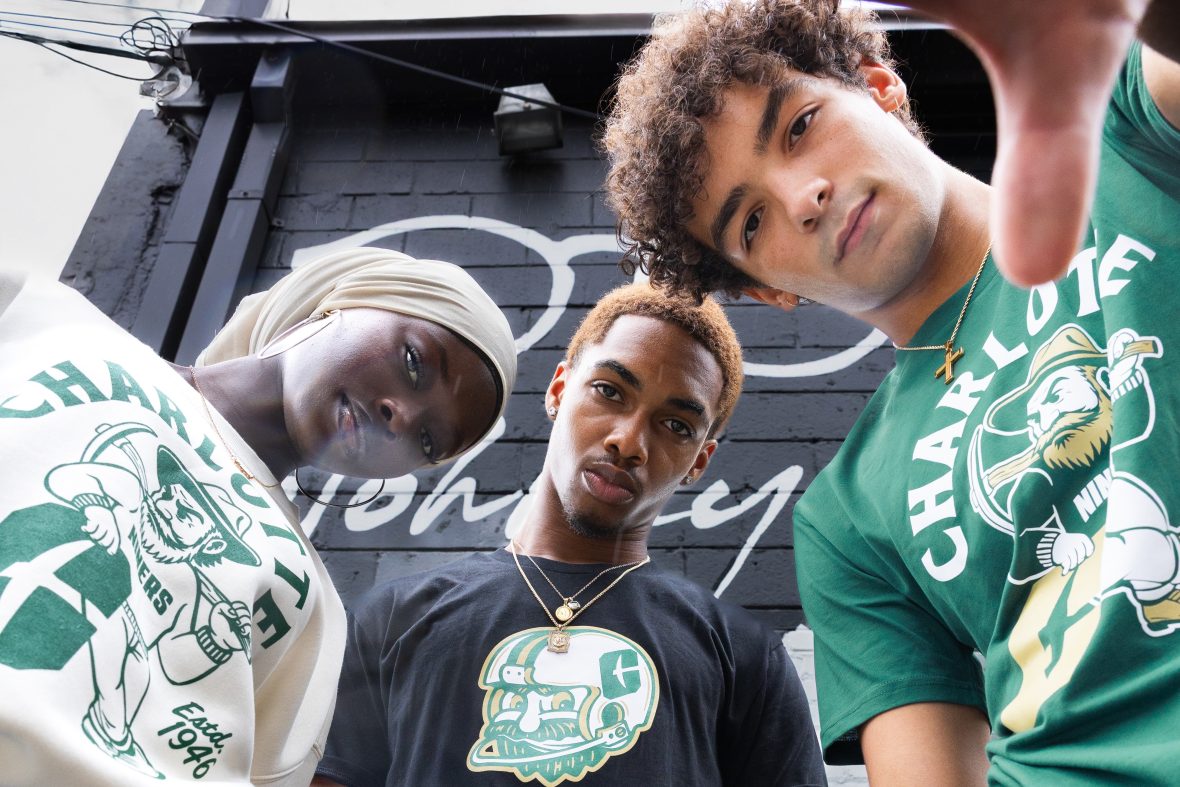 Charlotte students looking down into camera with serious faces